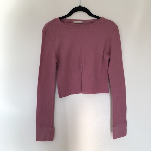 Active USA Tops - Active USA mauve pink waffle knit cropped long sleeve top size medium woman’s